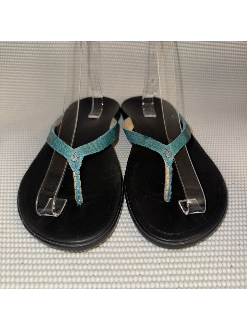 Olukai Ho'opio Teal Leather Thong Flip Flop Summer Beach Sandal Women’s Size 9